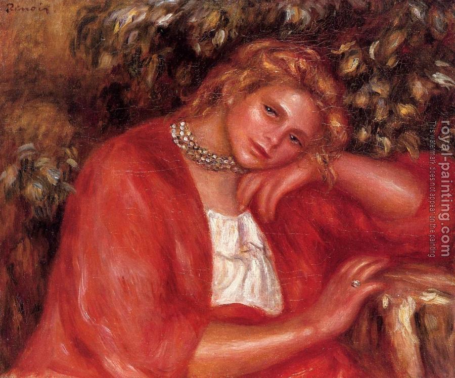 Pierre Auguste Renoir : Pensive Young Woman Leaning on Her Elbow